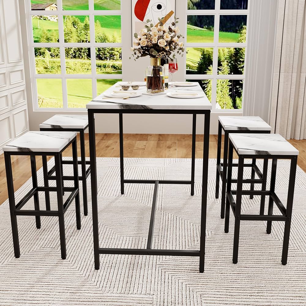 ★ Private Bar Counter Set Giantex Home Bar Unit, 4 Tier Liquor Bar Table with Footrest